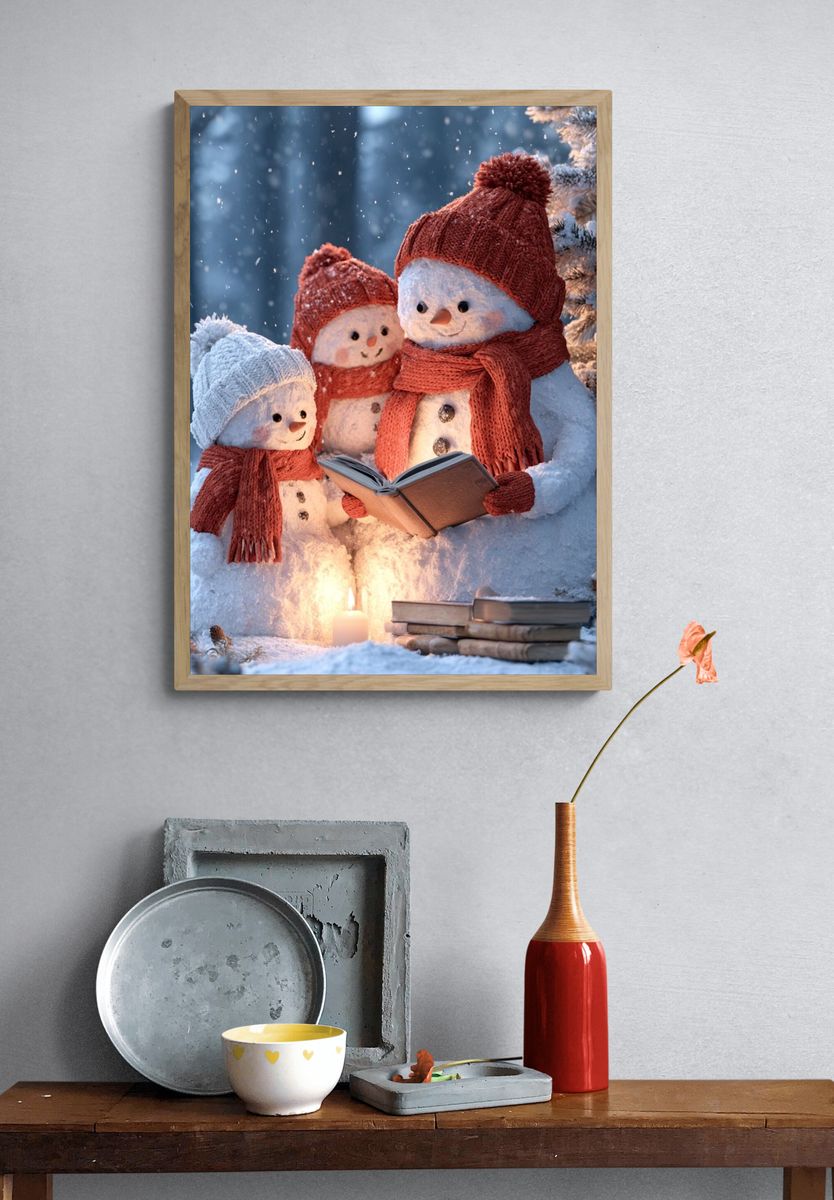 Snowman Family Reading Poster. — room view 3