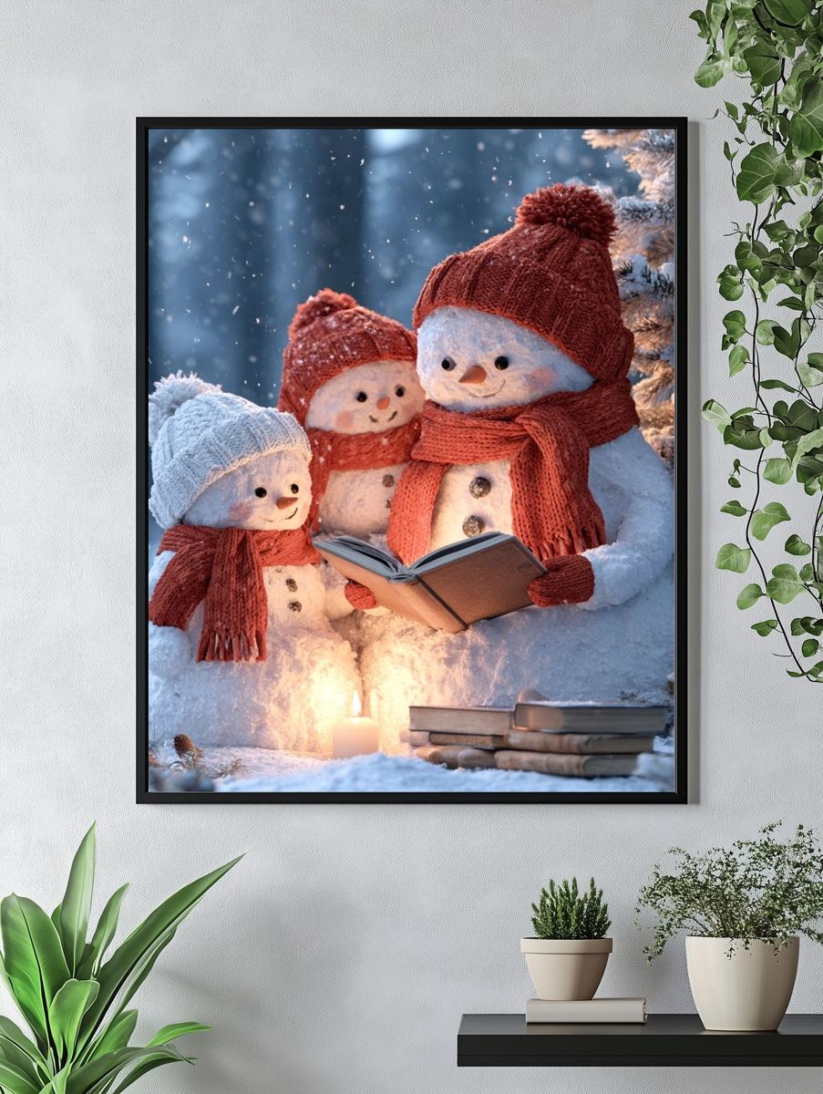 Snowman Family Reading Poster. — room view 4