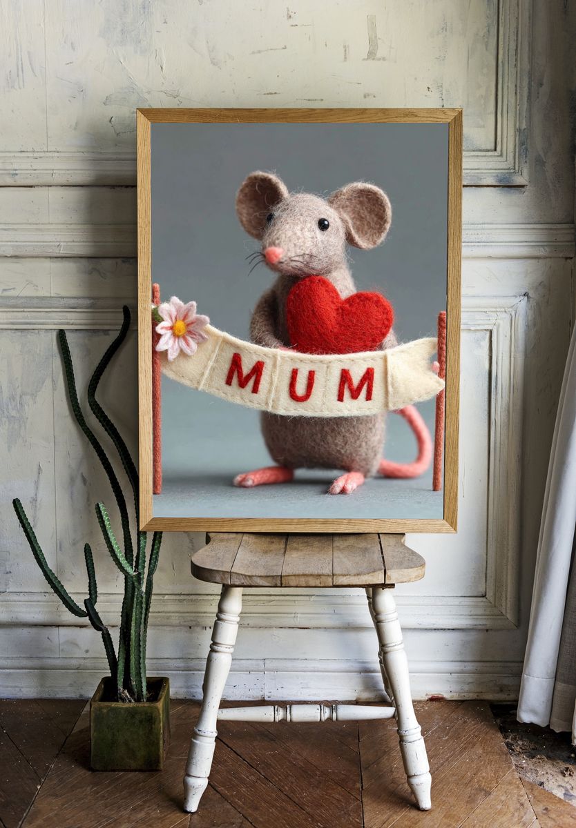 Mum Felt Mouse Illustration Poster. room preview
