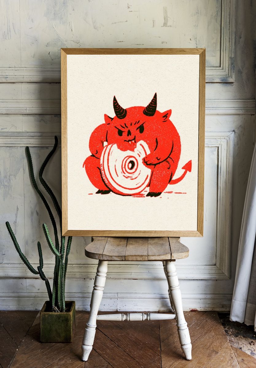 Red Devil Cartoon Print. room preview