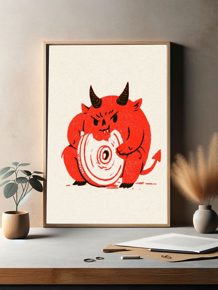 Red Devil Cartoon Print. — room view 2
