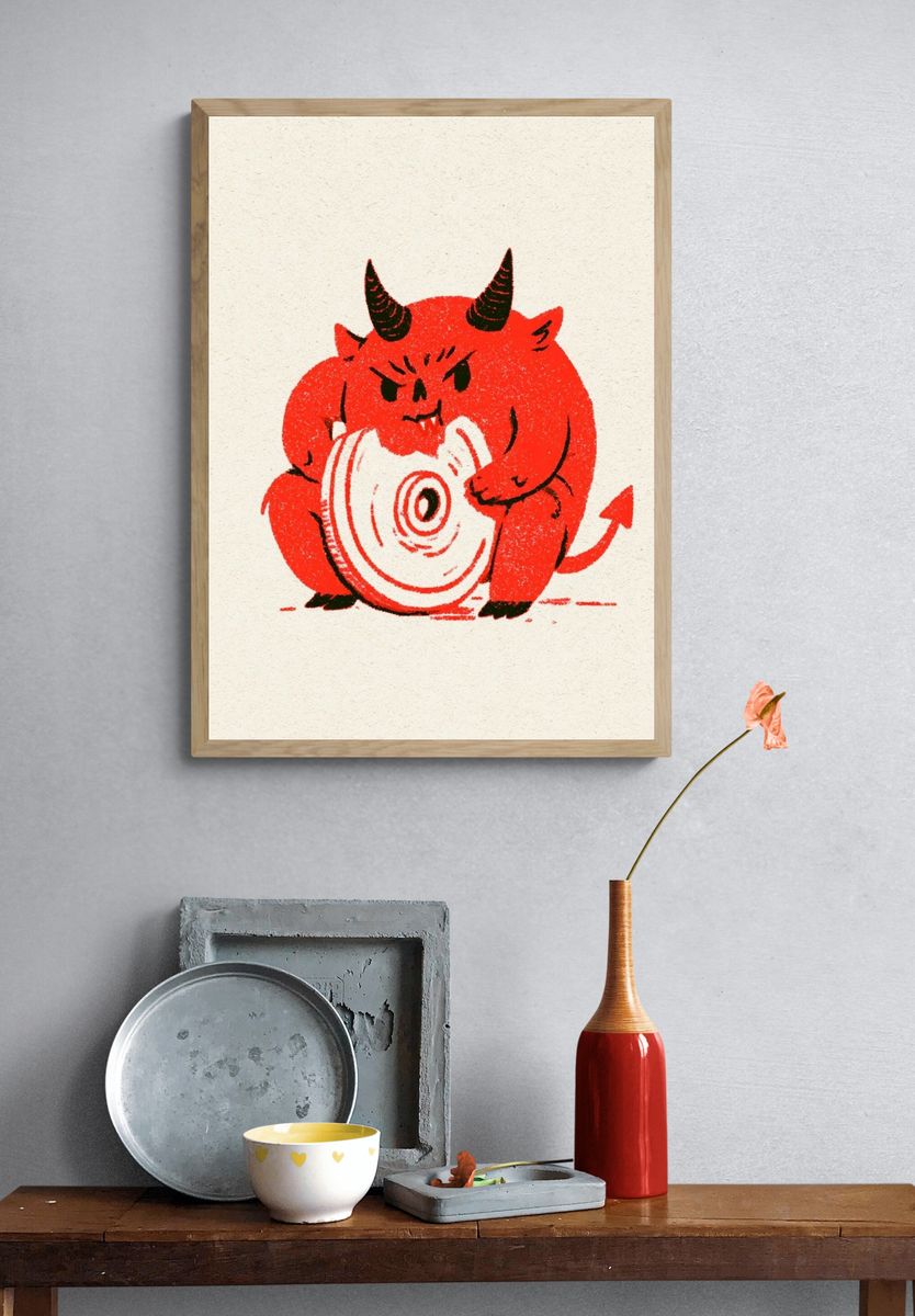 Red Devil Cartoon Print. — room view 3