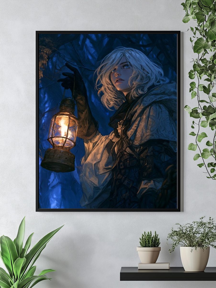 Lantern in the Blue Forest Poster. — room view 4