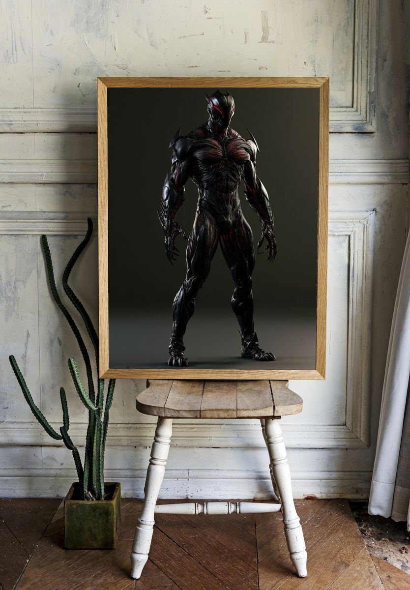 Dark Alien Warrior Illustration Poster. — room view 1