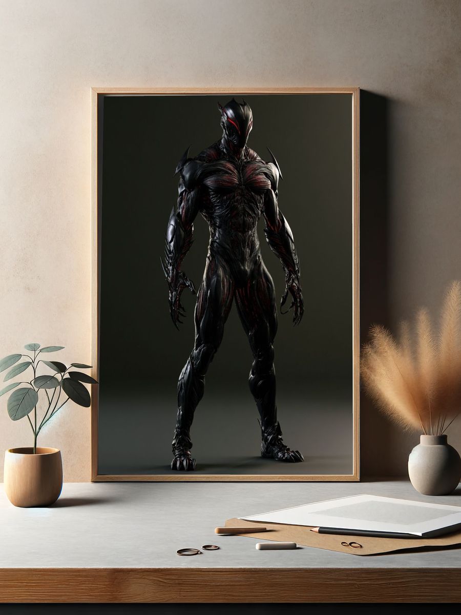 Dark Alien Warrior Illustration Poster. — room view 2