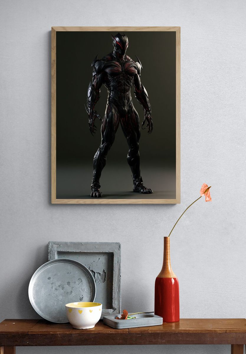 Dark Alien Warrior Illustration Poster. — room view 3