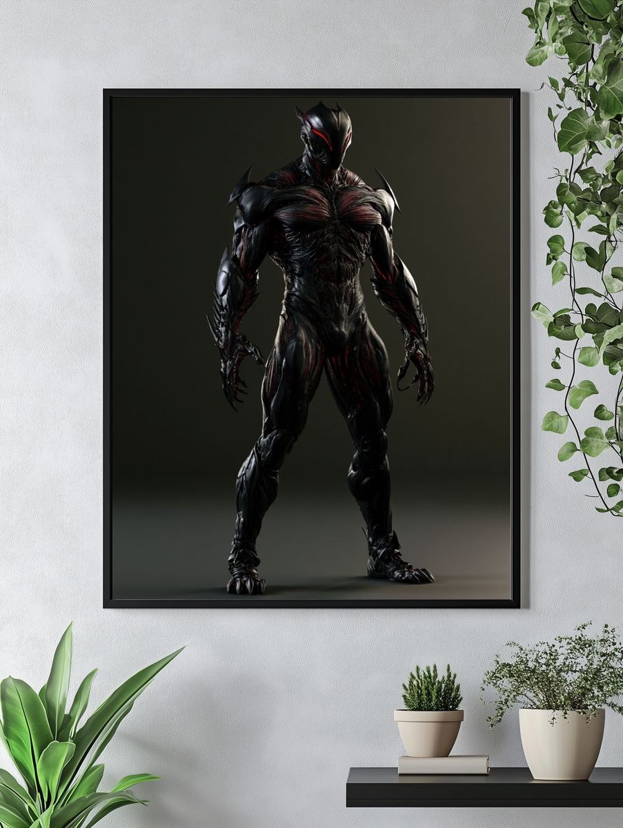 Dark Alien Warrior Illustration Poster. — room view 4