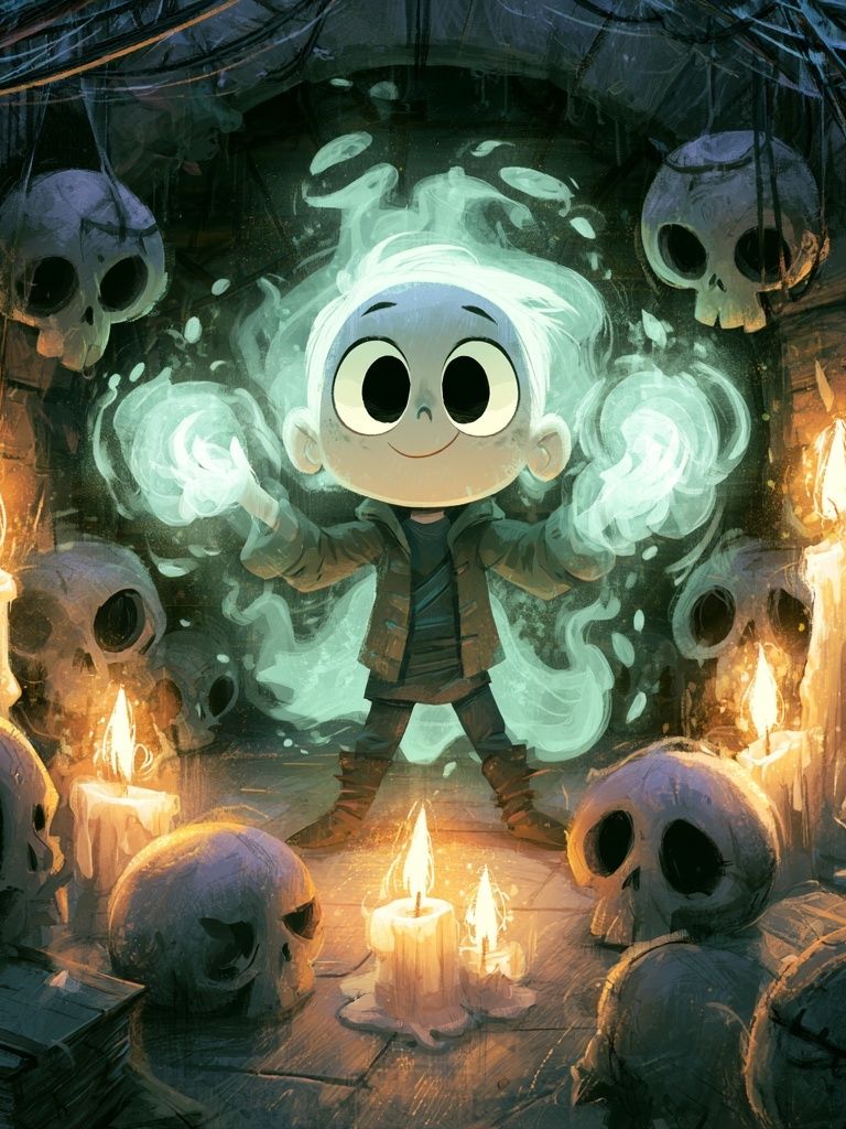 Ghost Child Candlelit Illustration Poster. poster detail