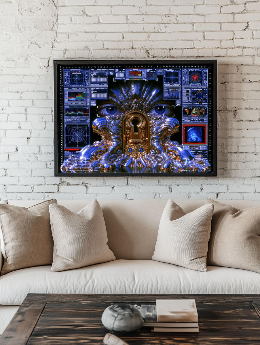 Cybernetic Eyes Surrealism Print. room preview