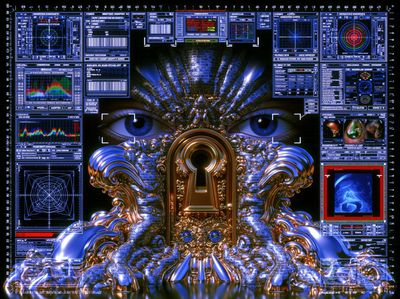 Cybernetic Eyes Surrealism Print. poster