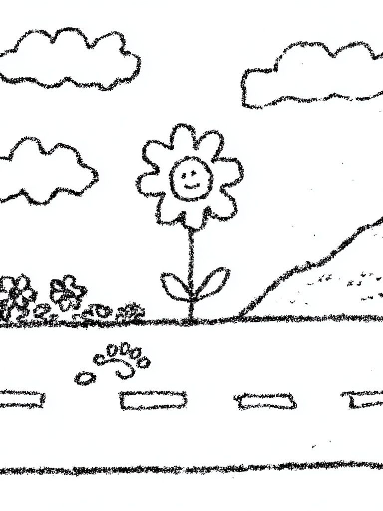Whimsical Flower Doodle Print. poster detail