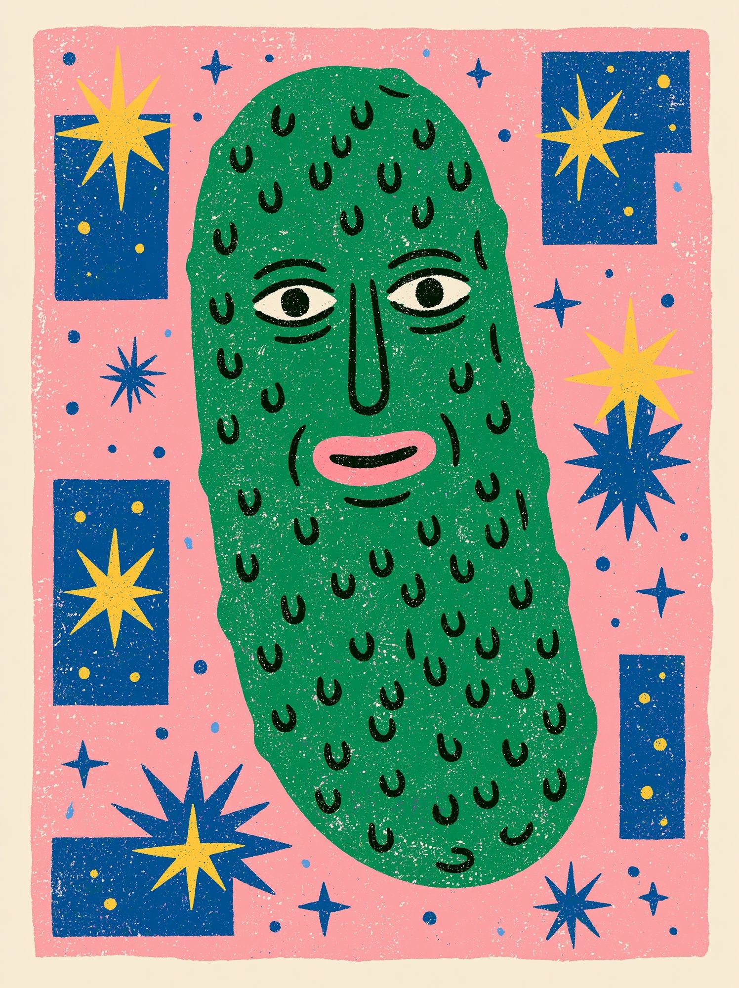 Green Face Pop-Art Poster. poster — illustration art