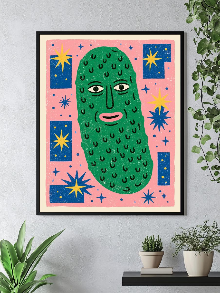 Green Face Pop-Art Poster. — room view 4