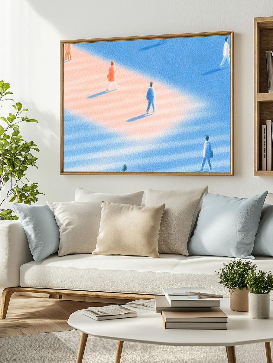 Dreamlike Walkers Illustration Print. — room view 2