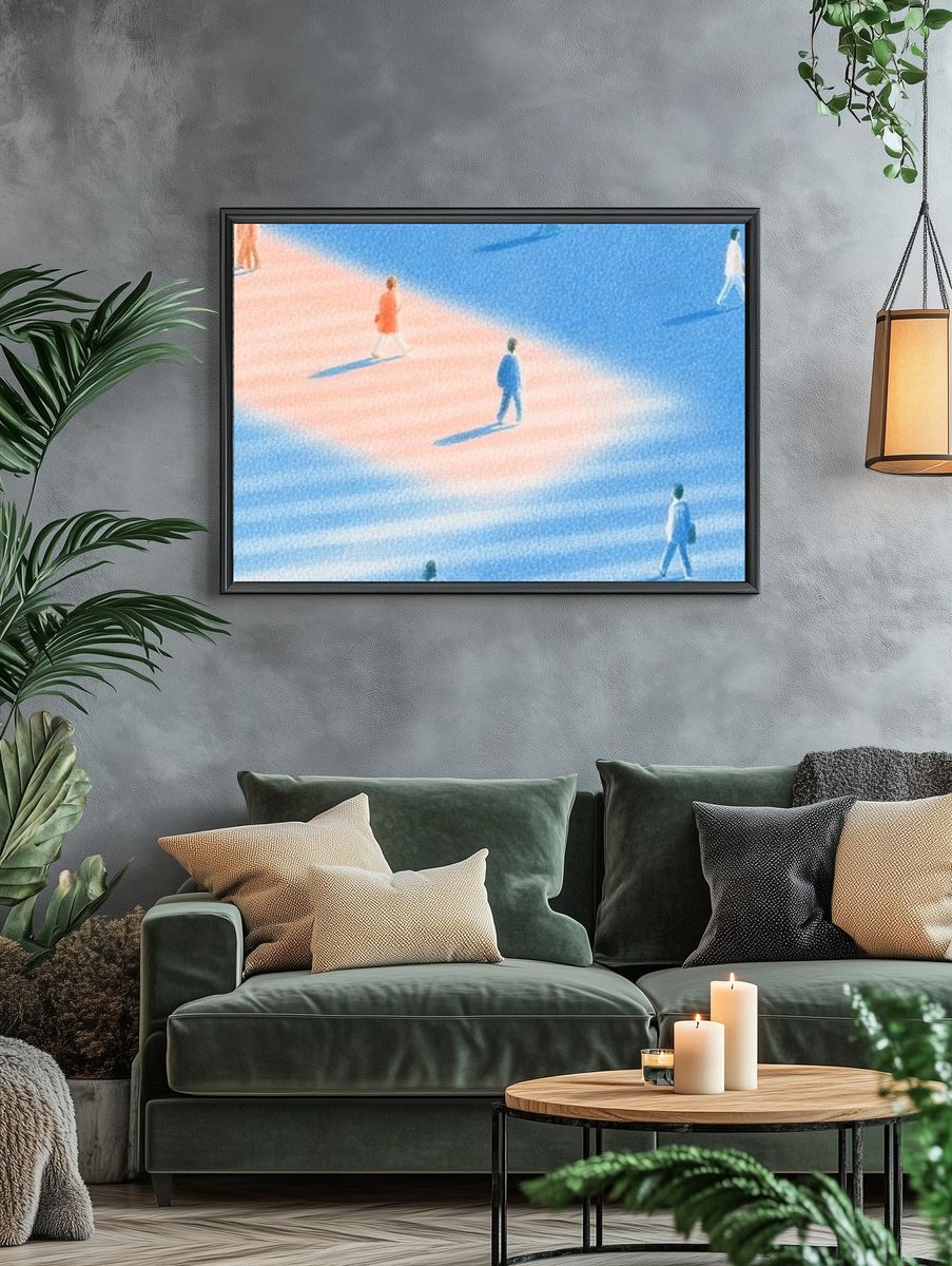 Dreamlike Walkers Illustration Print. — room view 4