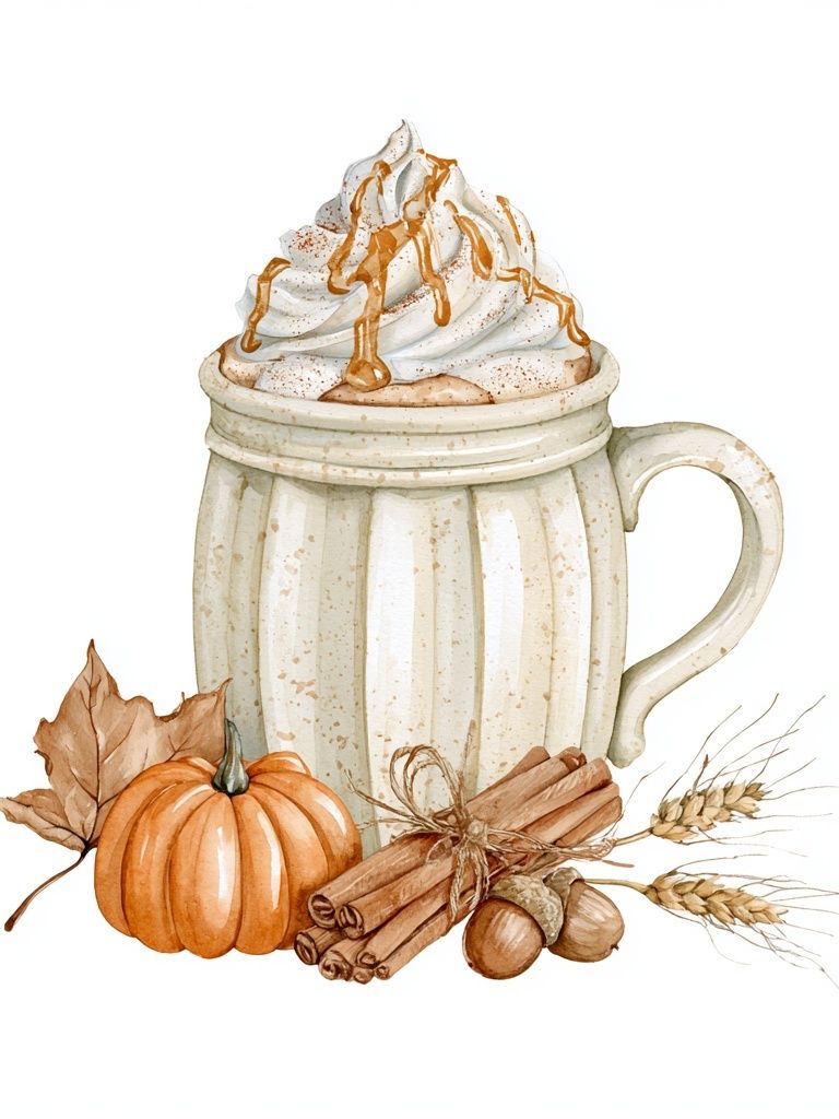 Autumn Pumpkin Spice Mug Print. poster — illustration art