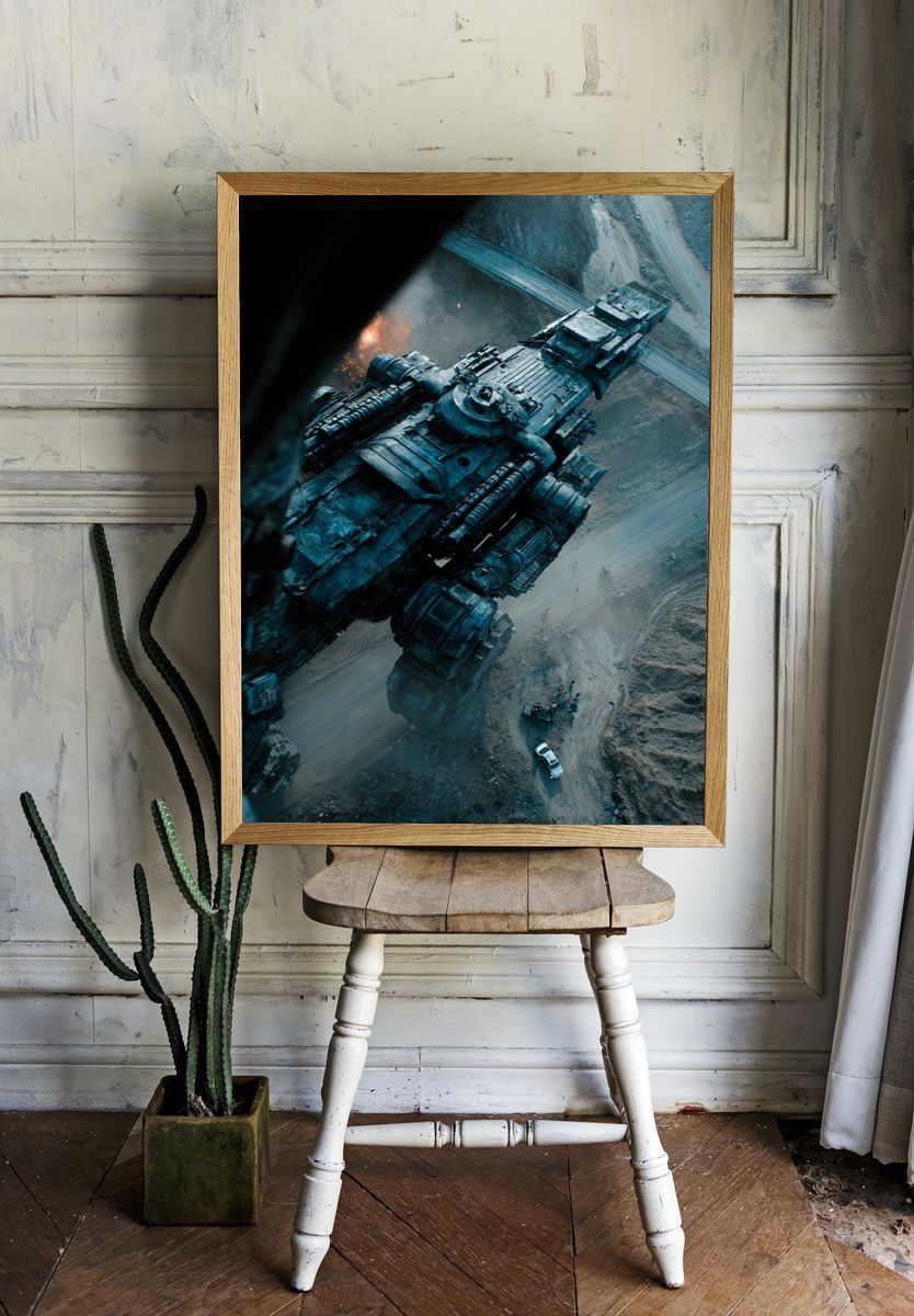 Giant Mech Over Desert Road Print. — room view 1