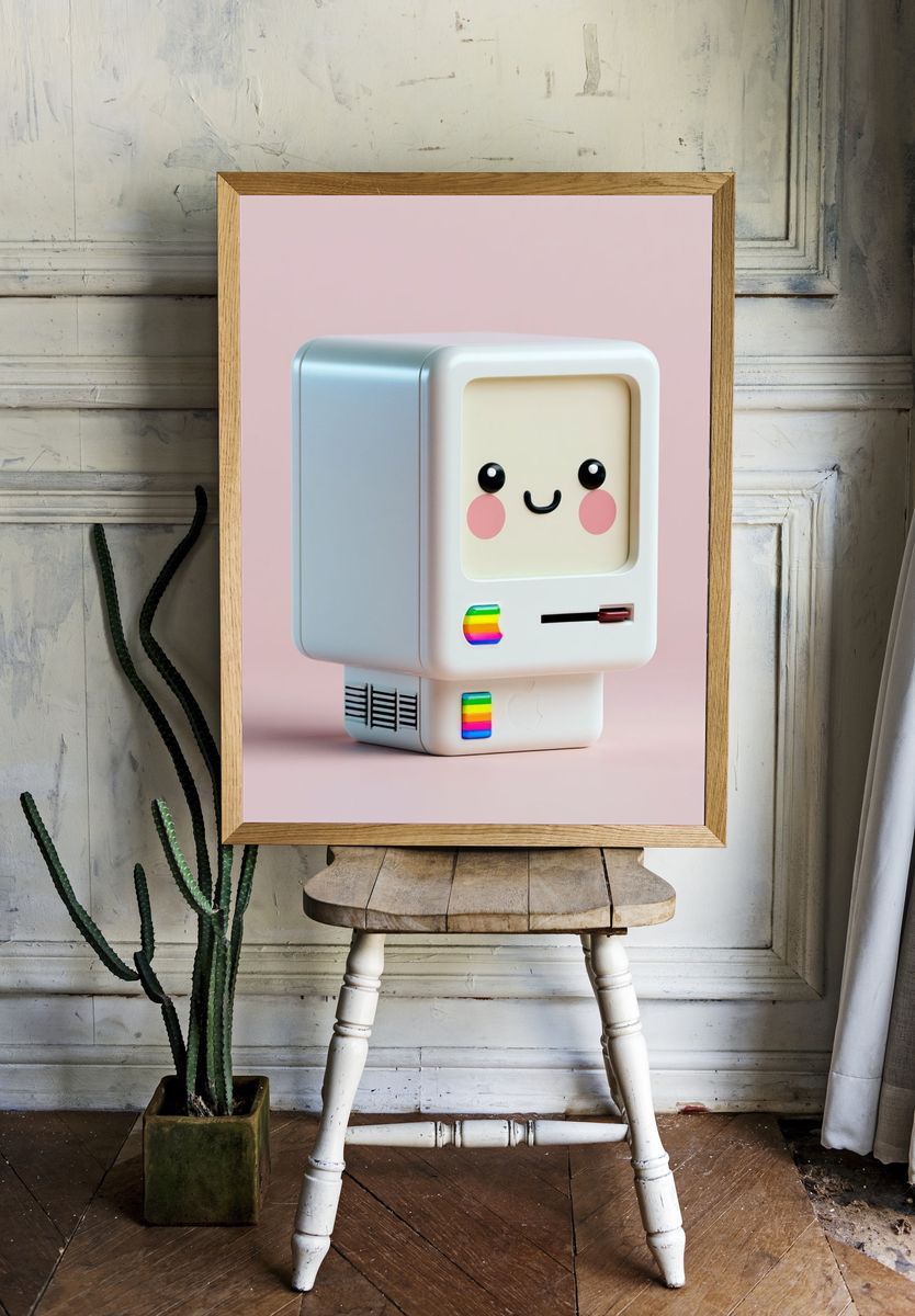 Kawaii Retro Computer Illustration Poster. room preview