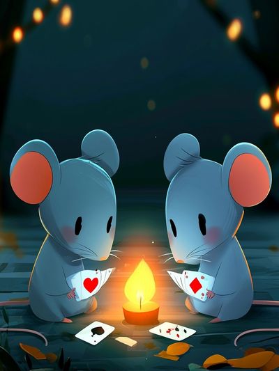 Mice Card Game Illustration Poster.
