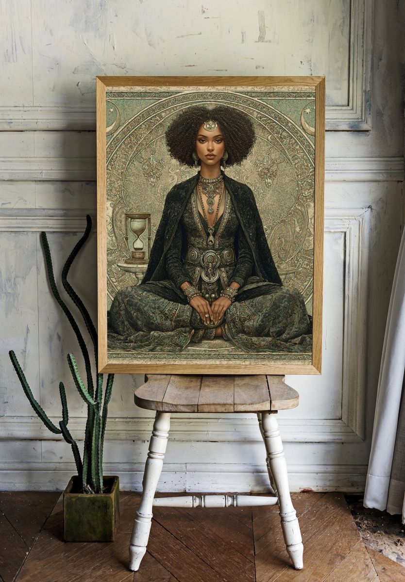 Mystic Seated Woman Art Nouveau Print room preview