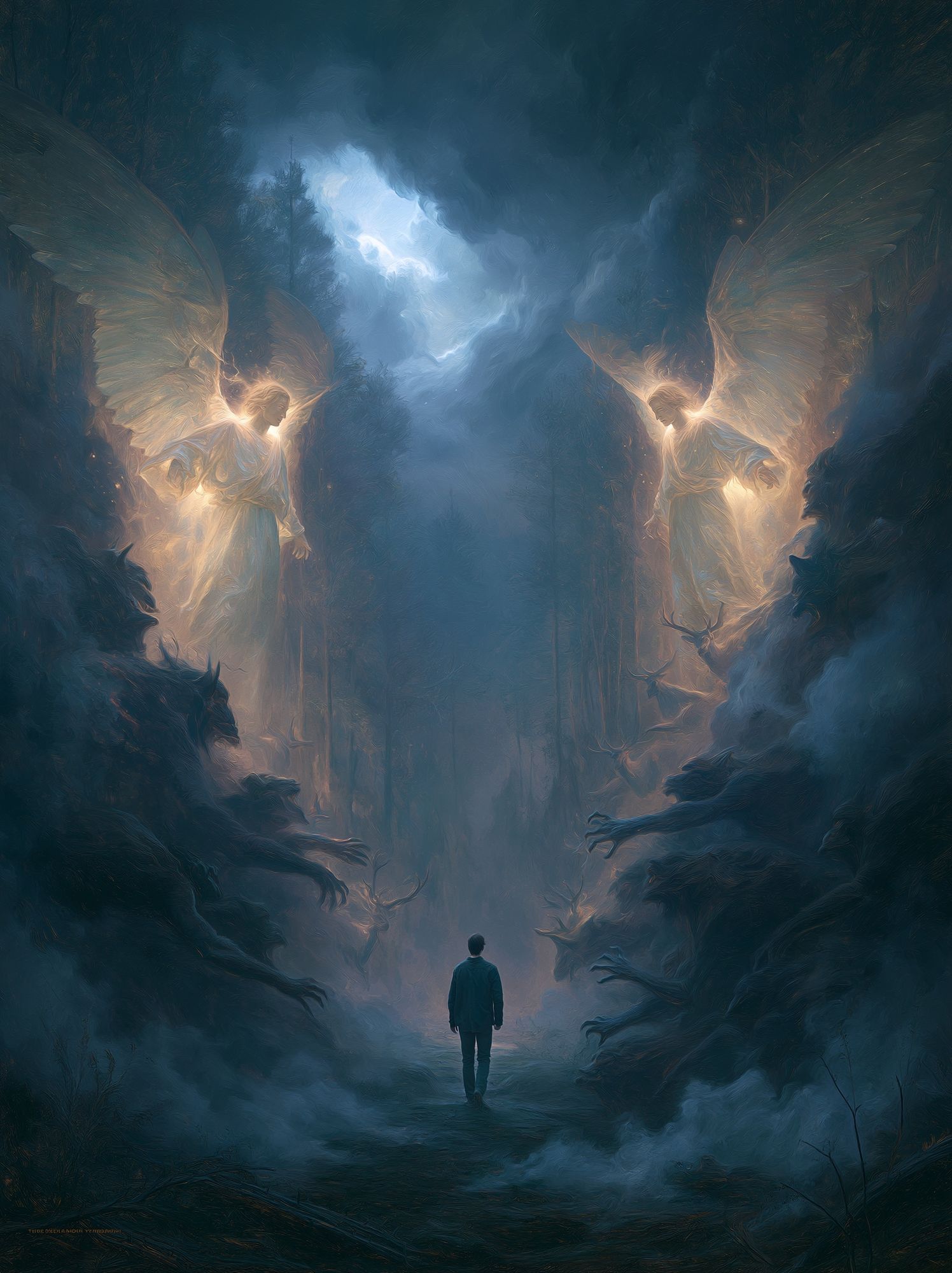 Celestial Guardians Fantasy Print. poster — illustration art