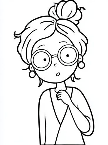 Girl with Glasses Line Art Poster. poster — illustration art