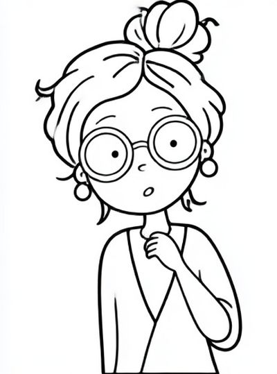Girl with Glasses Line Art Poster.