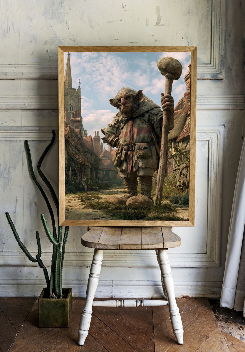 Fantasy Village Giant Illustration Poster. — room view 1