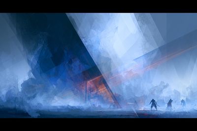 Frozen Battle Scene Digital Art Print. poster