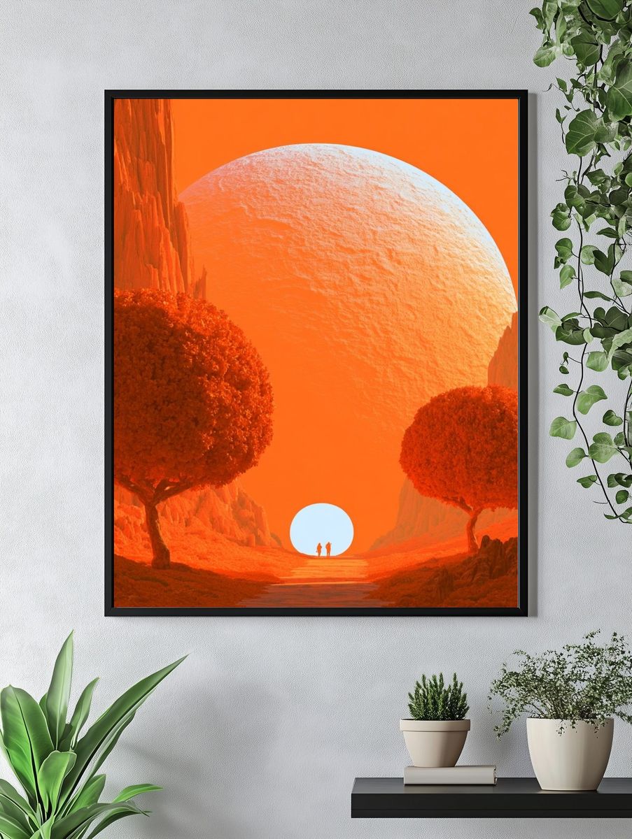 Surreal Orange Landscape Print. — room view 4