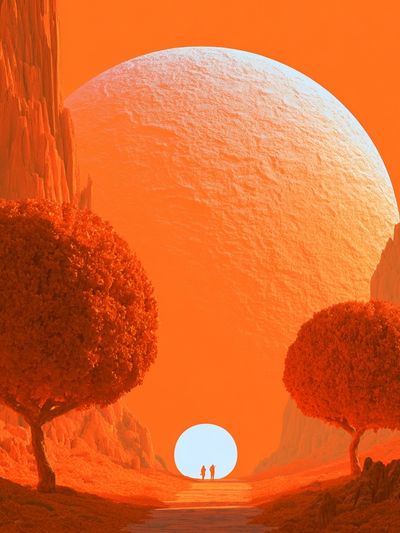 Surreal Orange Landscape Print.