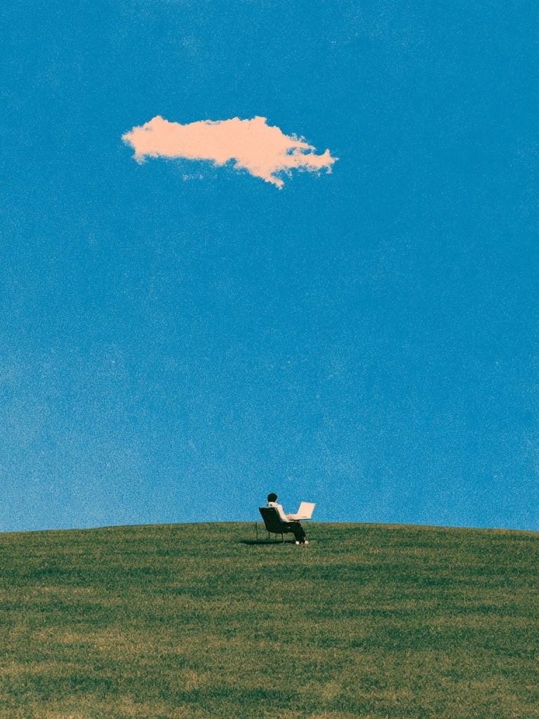 Solitary Reader Landscape Print. poster — illustration art