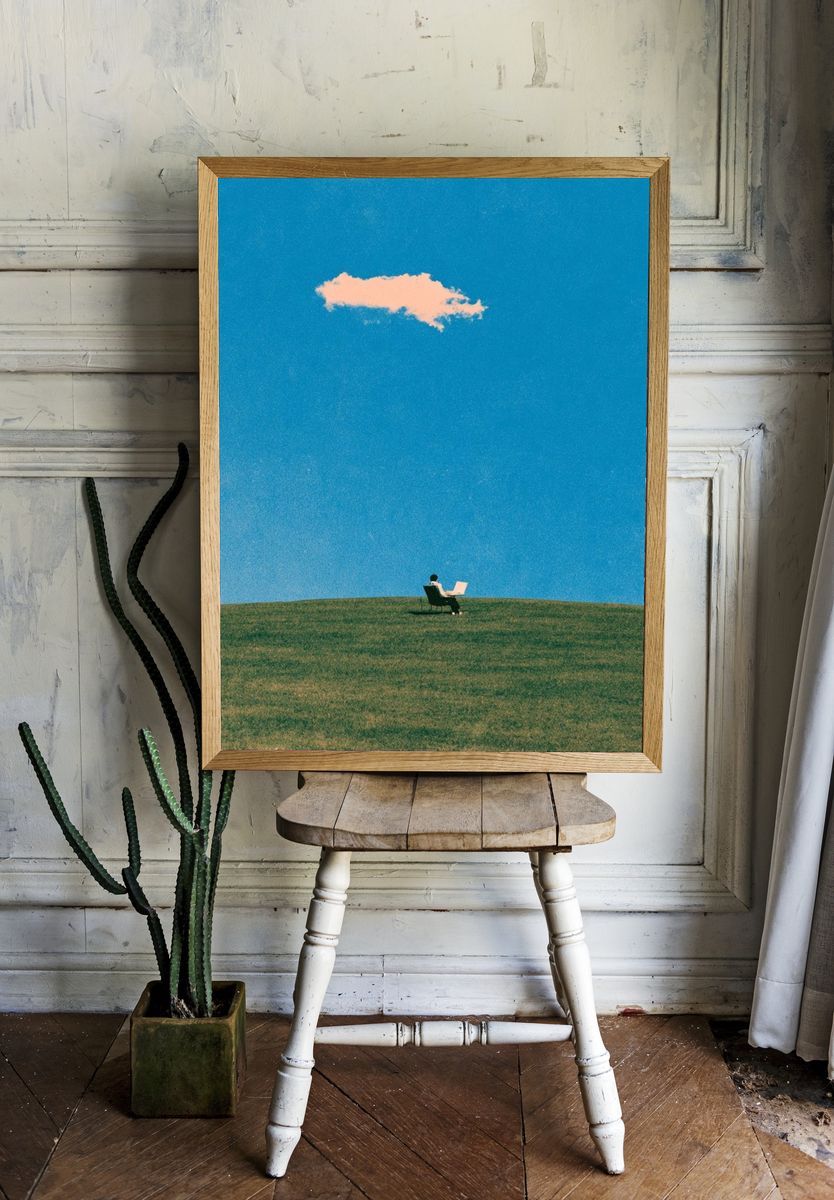 Solitary Reader Landscape Print. — room view 1