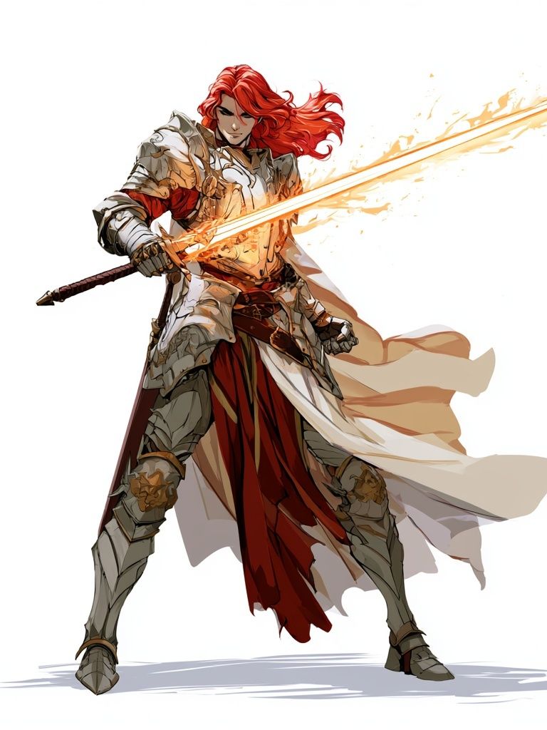 Red-Haired Knight Digital Art Poster. poster detail