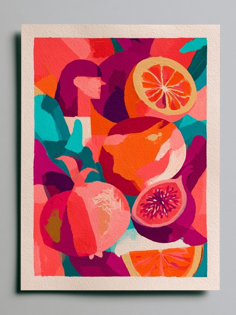 Tropical Citrus Collage Print. poster detail