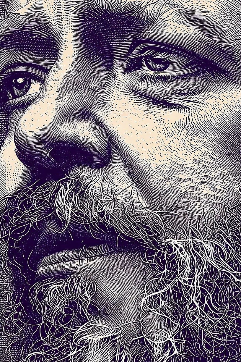 Bearded Man Portrait Illustration Poster. poster — illustration art
