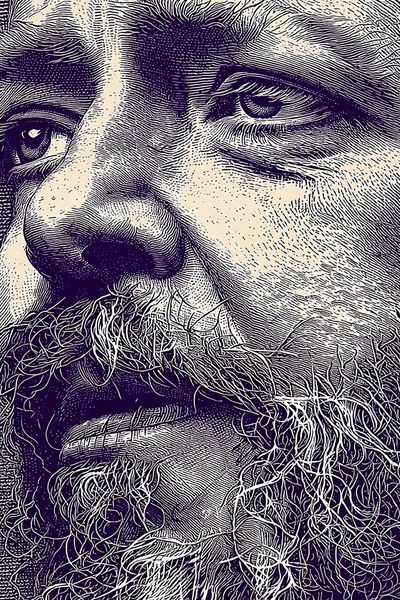 Bearded Man Portrait Illustration Poster. poster print