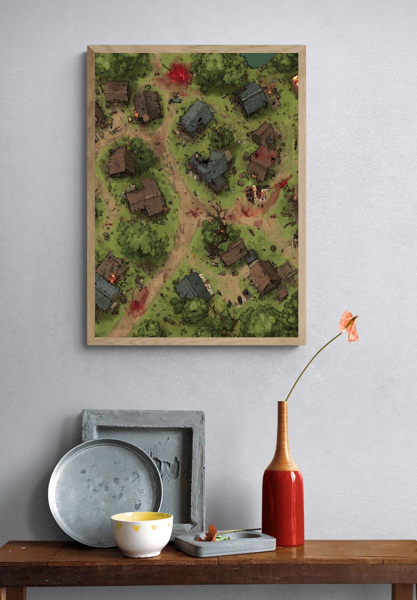Battlefield Village Illustration Poster. — room view 3