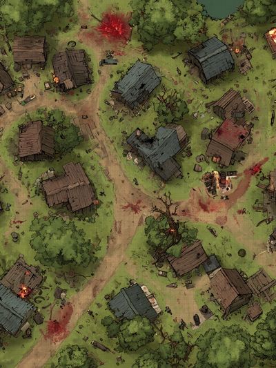 Battlefield Village Illustration Poster. poster