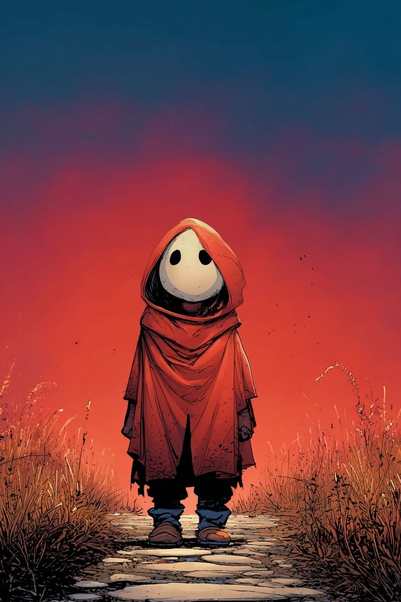 Hooded Figure at Dusk Poster. poster detail