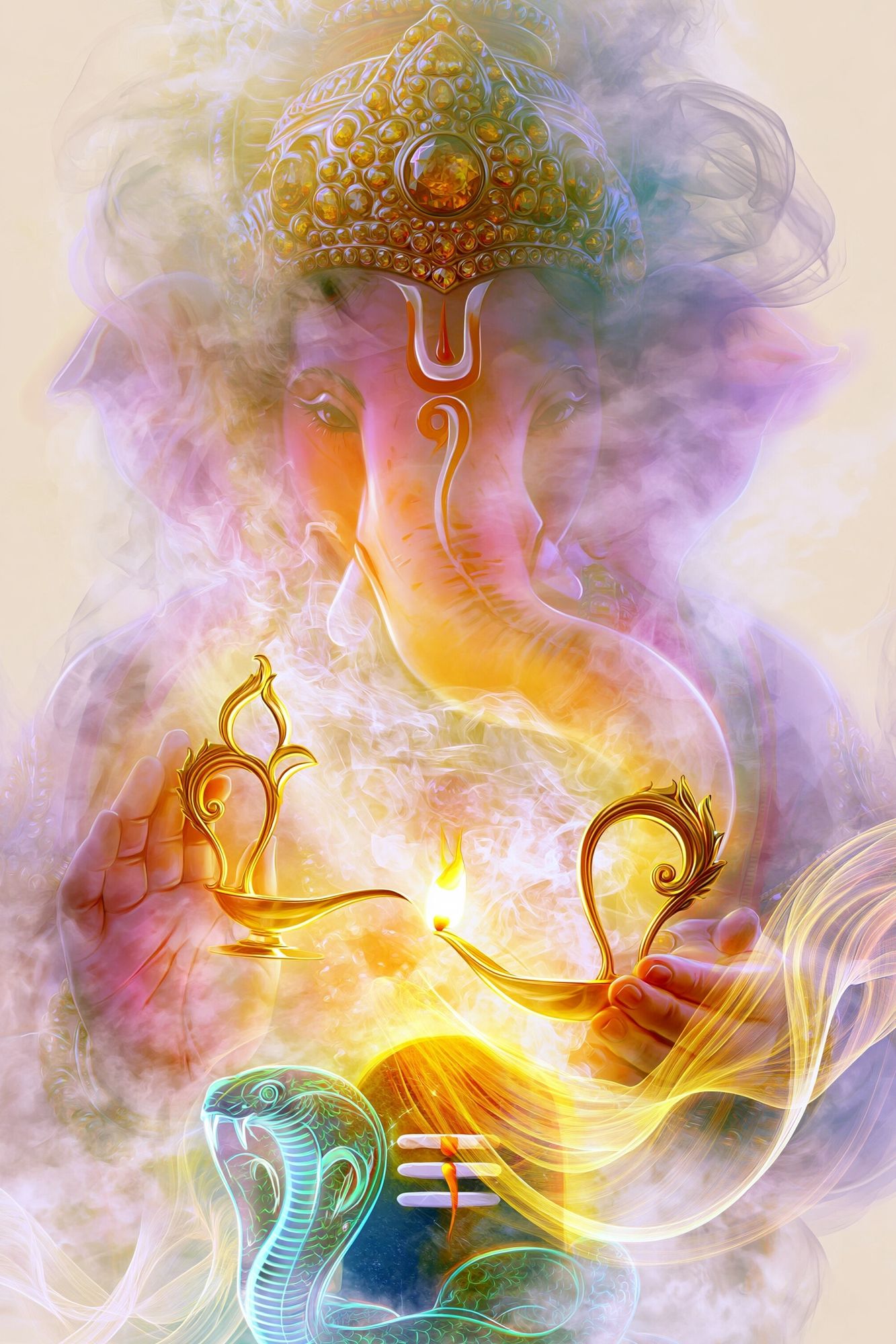 Ganesha and Cobra Spiritual Print. poster detail
