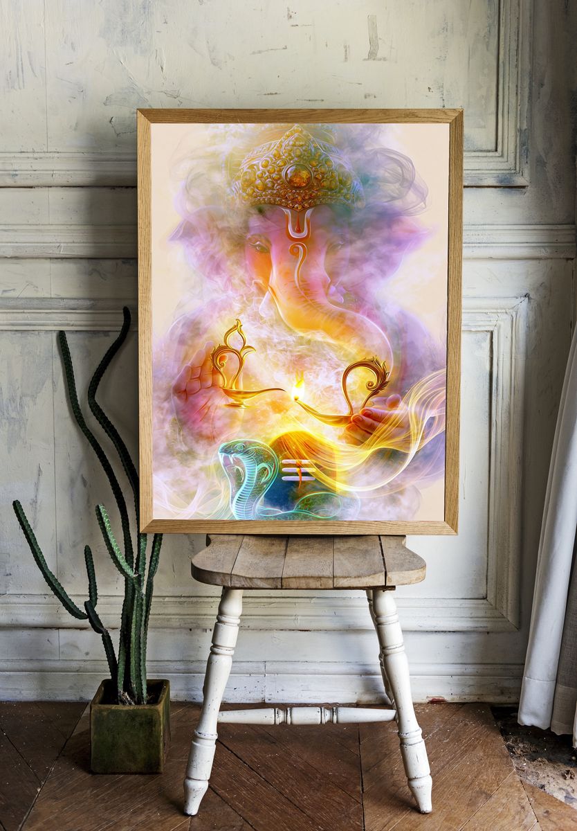 Ganesha and Cobra Spiritual Print. — room view 1