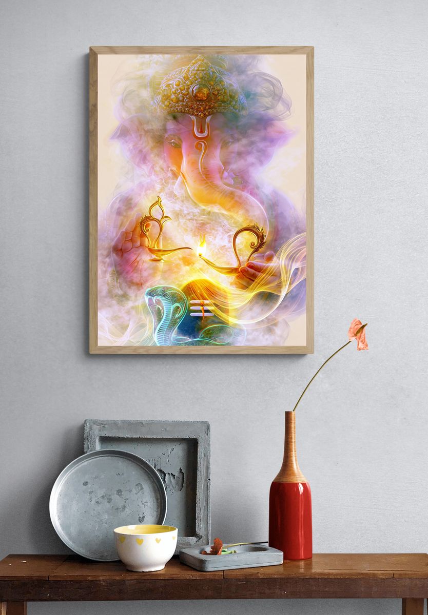Ganesha and Cobra Spiritual Print. — room view 3
