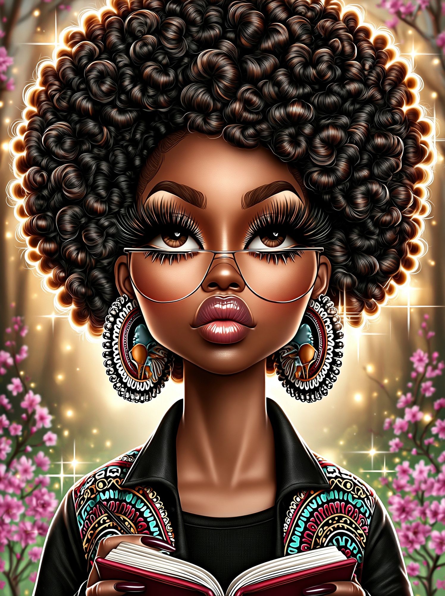 Stylish Afro Woman Portrait Print. poster detail
