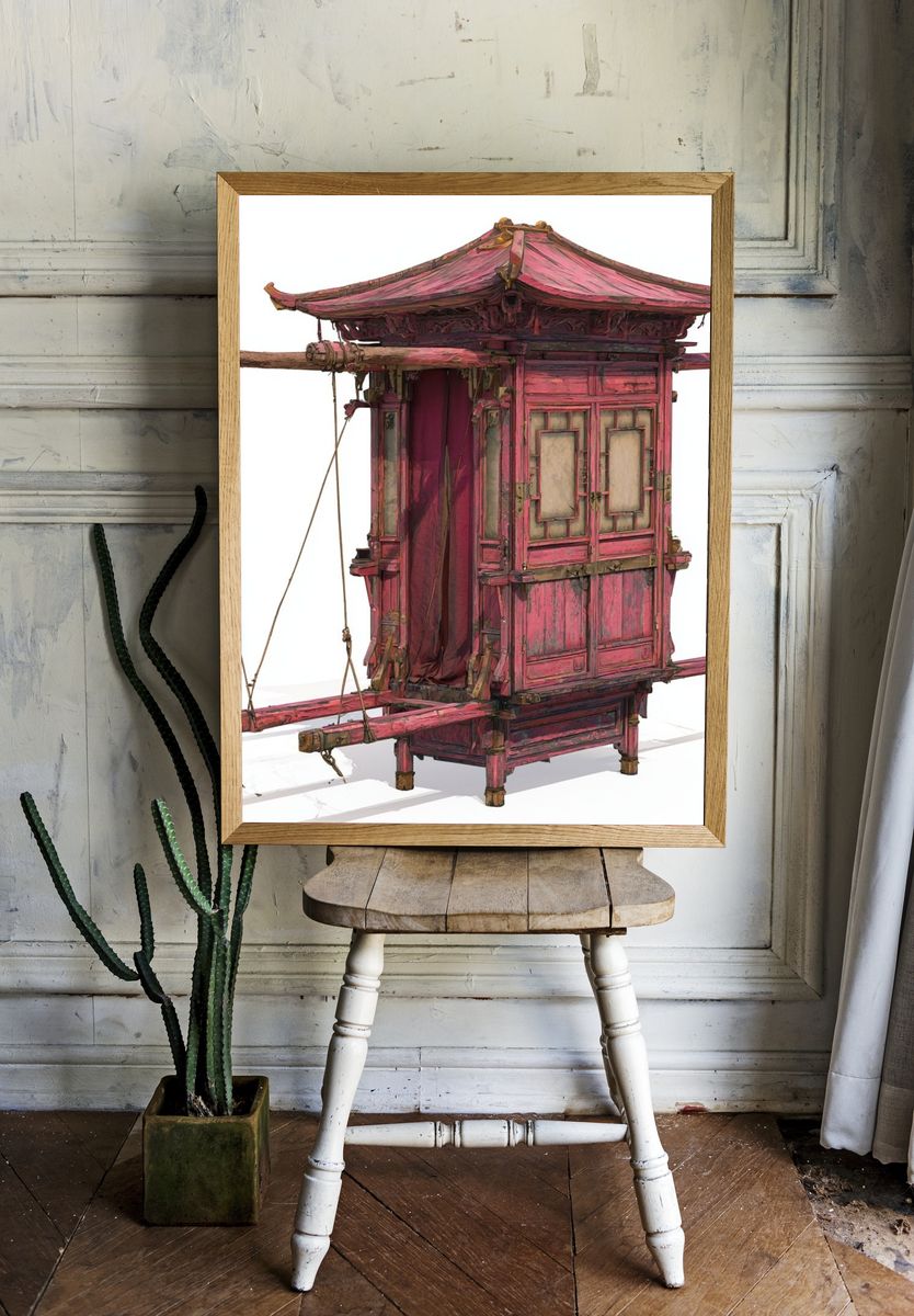 Pink Palanquin Illustration Poster. — room view 1