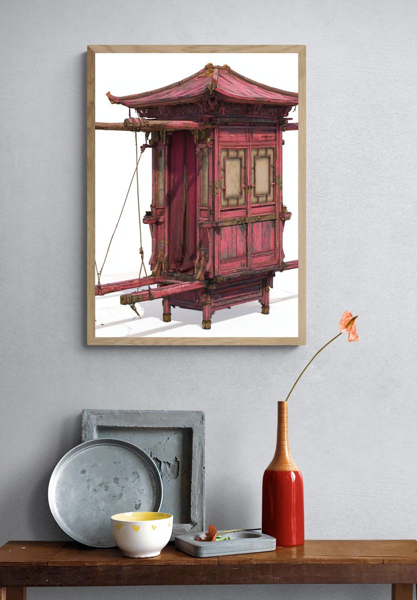Pink Palanquin Illustration Poster. — room view 3