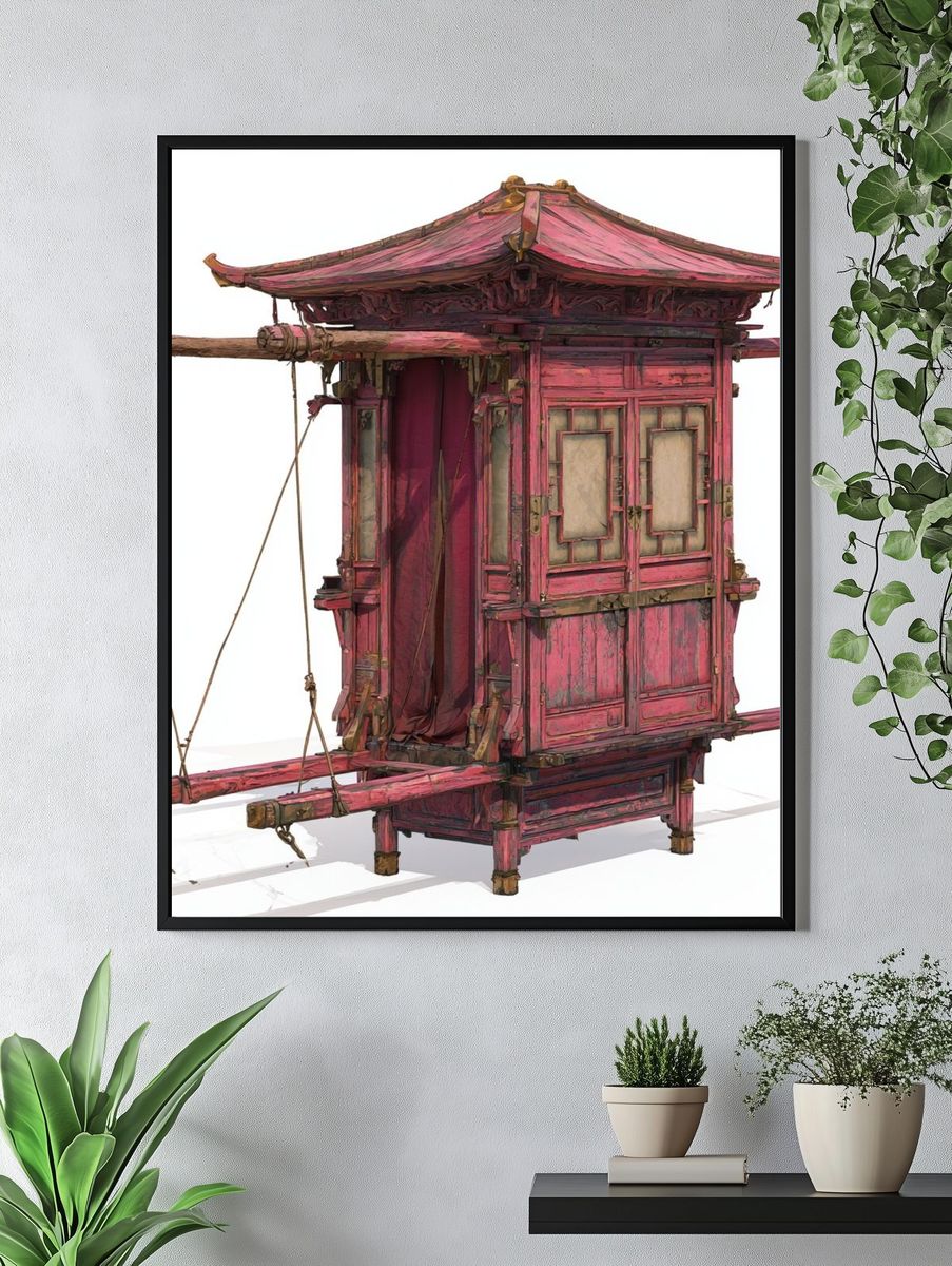 Pink Palanquin Illustration Poster. — room view 4