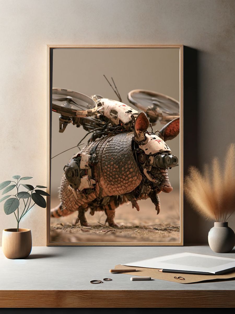 Cyber Armadillo Sci-Fi Print. — room view 2