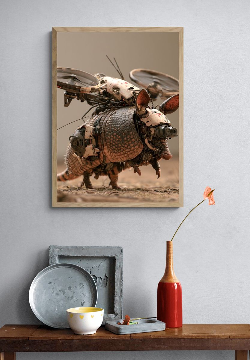 Cyber Armadillo Sci-Fi Print. — room view 3