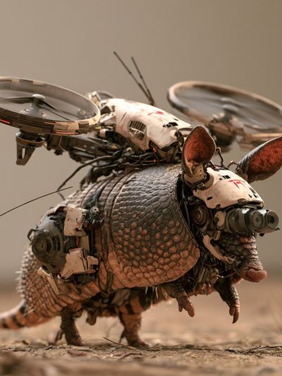 Cyber Armadillo Sci-Fi Print. poster